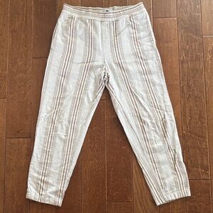 Zara Beige and White Striped Chinos
